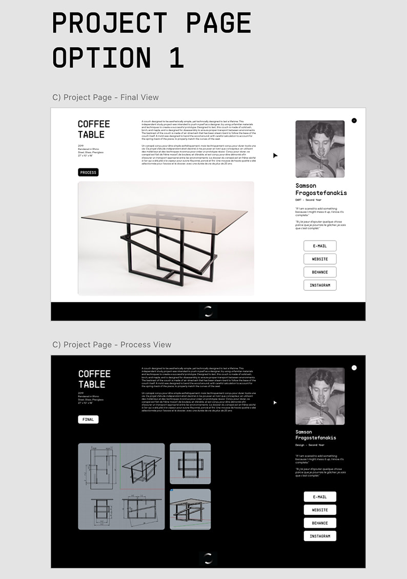 another project page option with split view of process and final